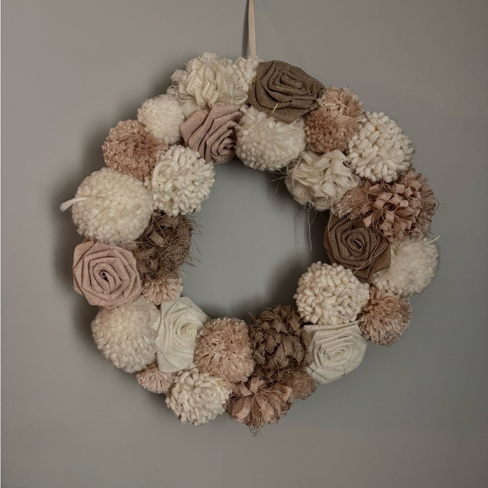 Elegant Cream and Brown Holiday Wreath